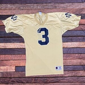 Notre Dame Fighting Irish Vintage #3 Gold Champion NCAA Football Mens Jersey